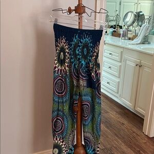 Bohemian Blue and Green Maxi Skirt